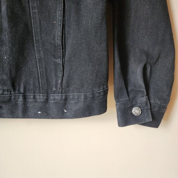 Vtg Todays News Denim Jean Jacket Mens Size Small Black Button Up Ghost Dance - Picture 5 of 13